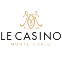 Logo du Casino de Monte-Carlo avec lettering élégant et illustration d'un masque vénitien stylisé