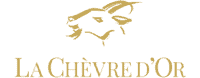 Logo La Chèvre d'Or avec silhouette de chèvre dorée et texte en lettres majuscules