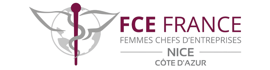 FCE France Nice Côte d’Azur Logo FCE France Femmes Chefs d'Entreprises avec caducée médical stylisé, antenne Nice Côte d'Azur